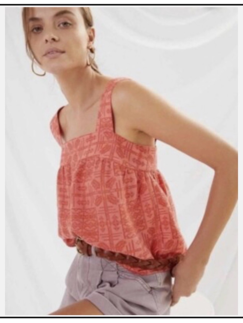 Anthropologie Sylvia Embroidered Button-Back Tank Top Blouse